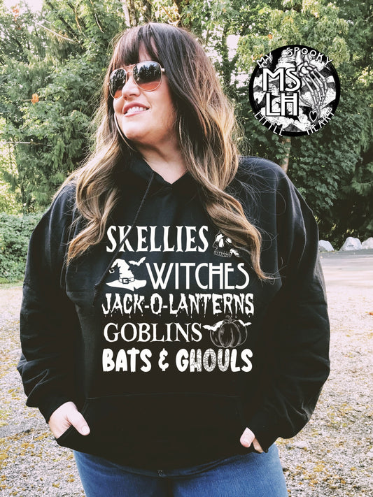 Halloween, Skellies Witches, Jack -o Lanterns, Goblins, Bats & Ghouls
