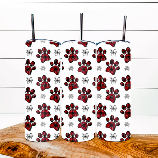 Christmas Paw- White 20oz Tumbler Wrap
