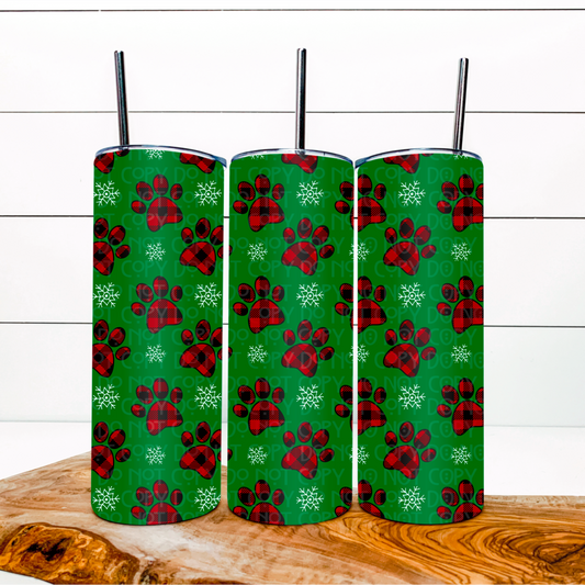 Christmas Paw- Green 20oz Tumbler Wrap