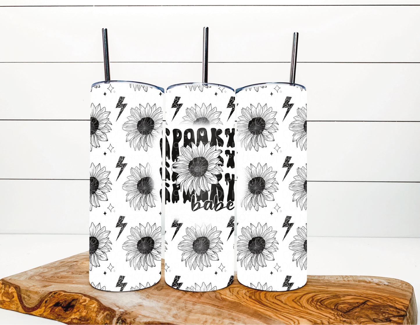 Spooky Babe Sunflower 20oz Matte Tumbler with Skellie Straw