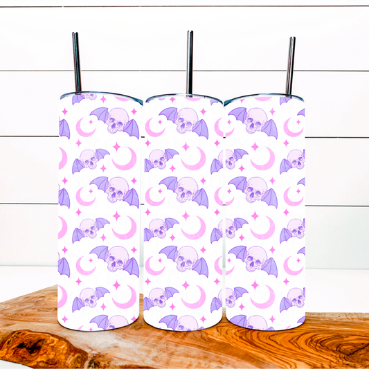Pastel Skull Bats Tumbler Wrap - 20oz