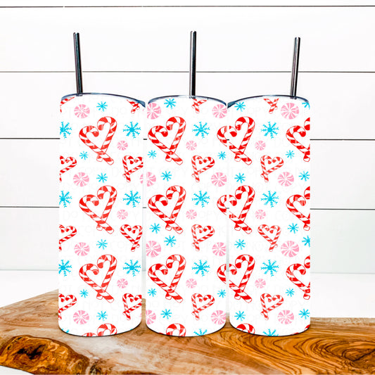 Christmas Candy Cane White 20oz Tumbler Wrap