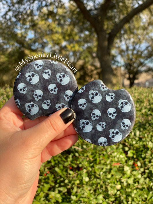 Skull -Dark Grey Set of 2 Car Coasters