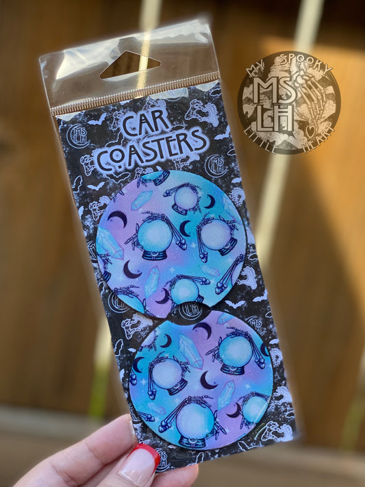 Pastel Crystal Ball Set of 2 Car Coasters