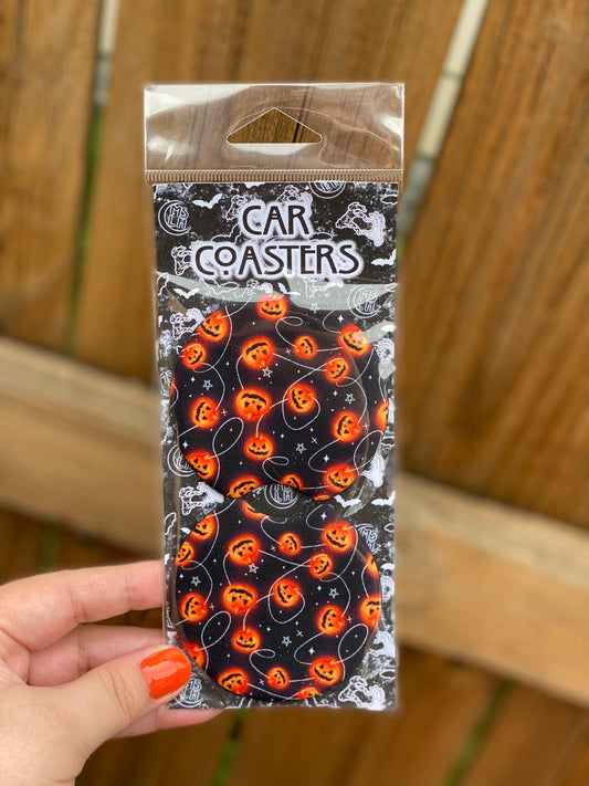 Pumpkins Set of 2 Car Coasters