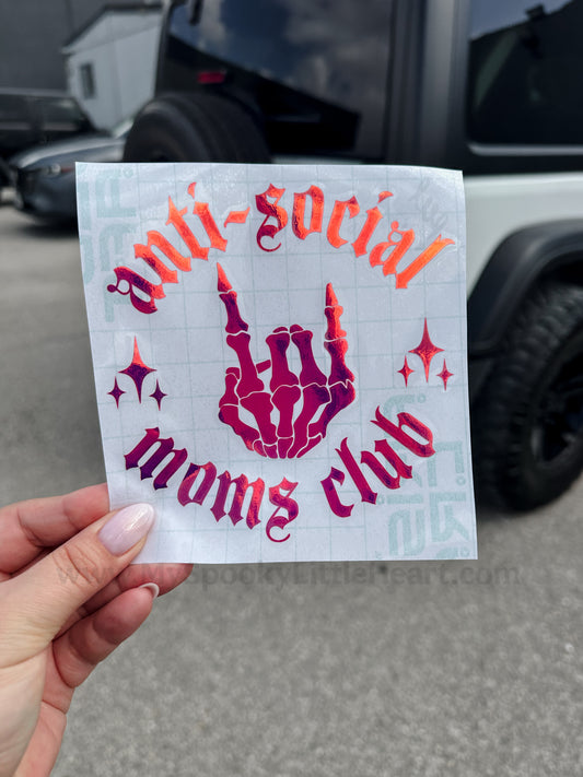 Anti-Social Moms Club with stars Vinyl Decal