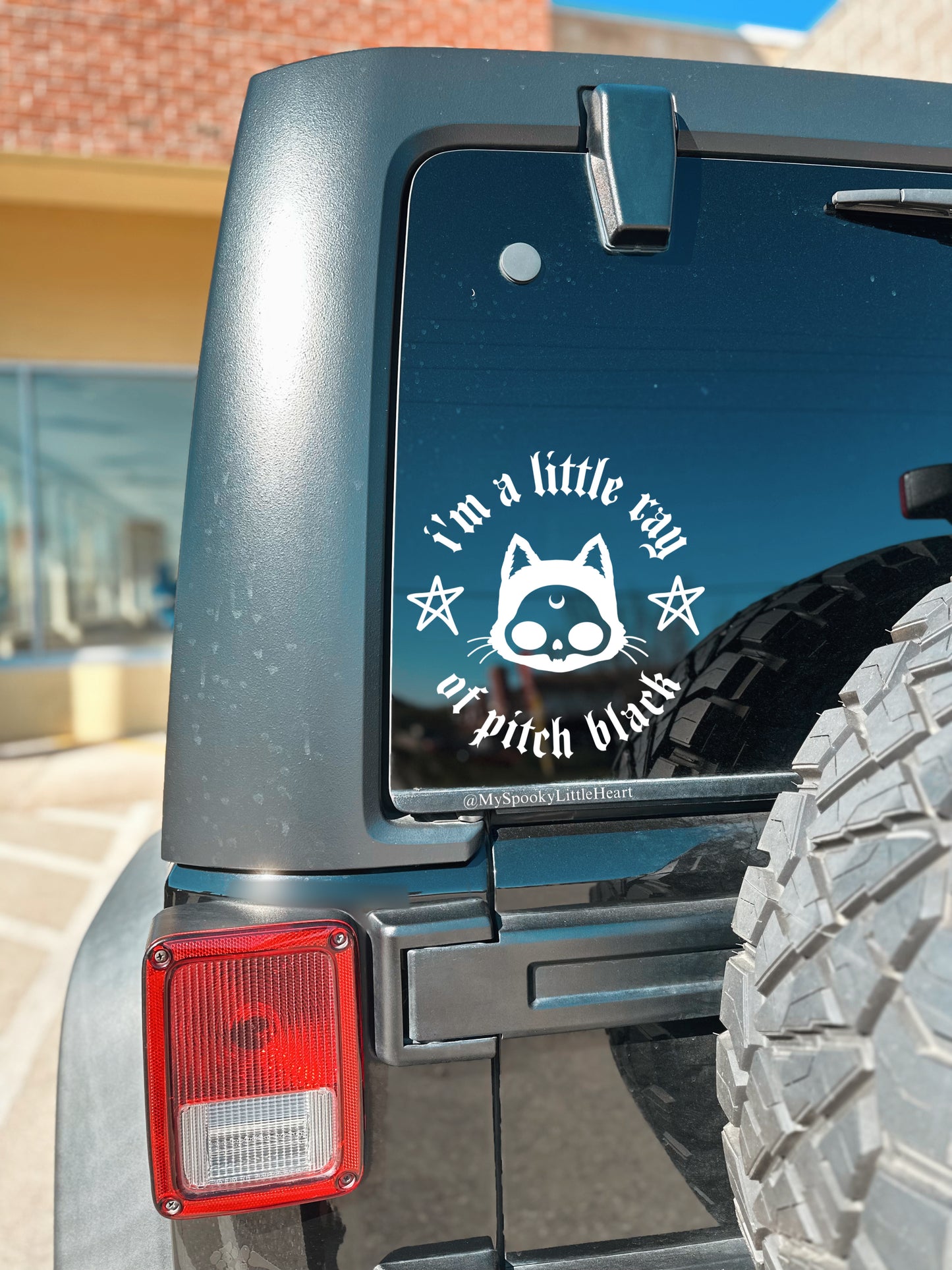Skull Cat I'm a Little Ray of Pitch Black Vinyl Decal