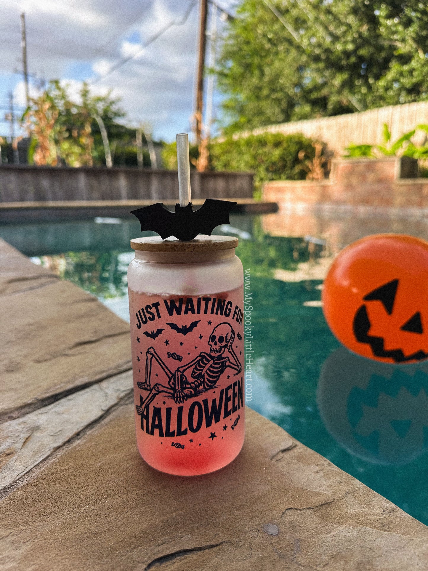 Just waiting for Halloween 16oz cup with Bat Straw Topper