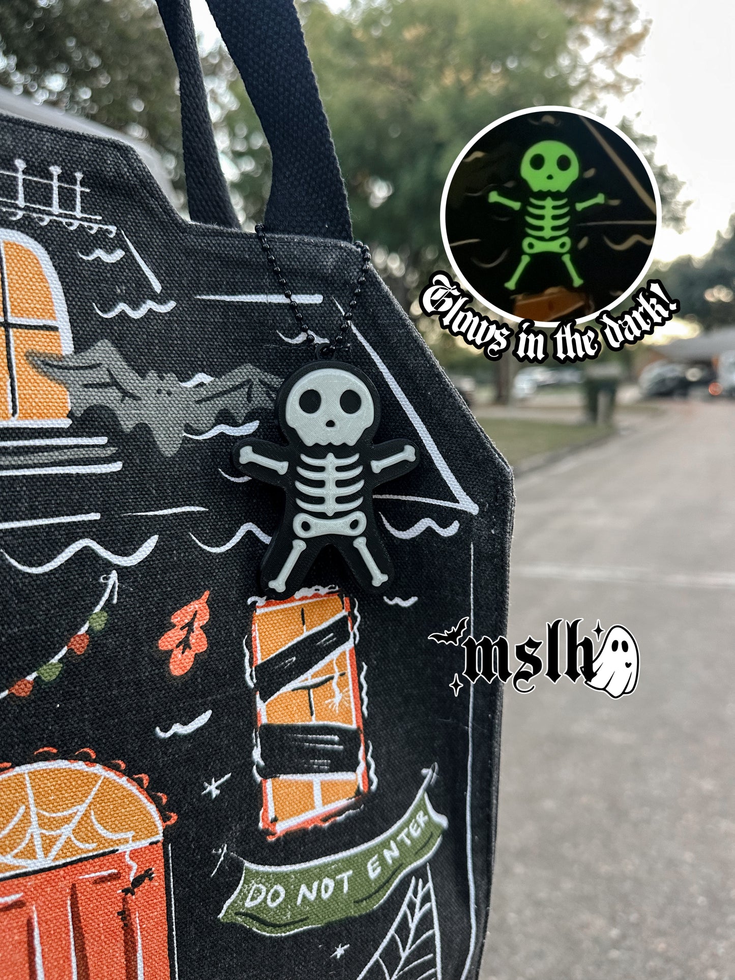 Skeleton GLOW IN THE DARK Key Chain / Bag Charm -3D PRINTED