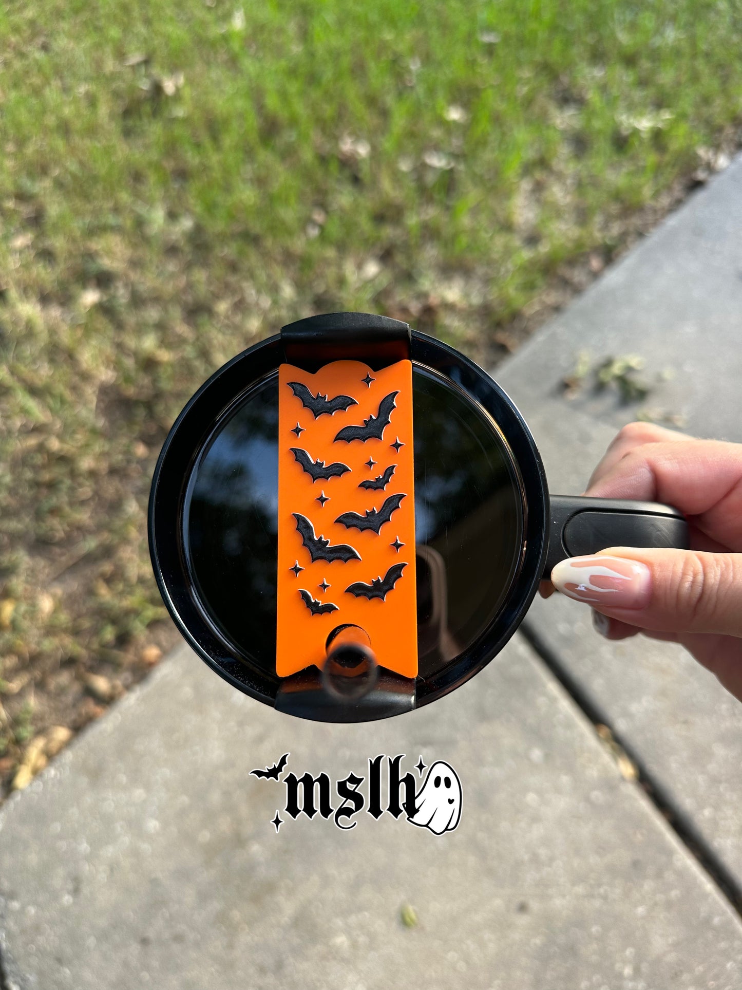 Bats and stars ORANGE Theme Stanley Lid Topper Plate for 40oz Tumblers 3D PRINTED & UV Printed