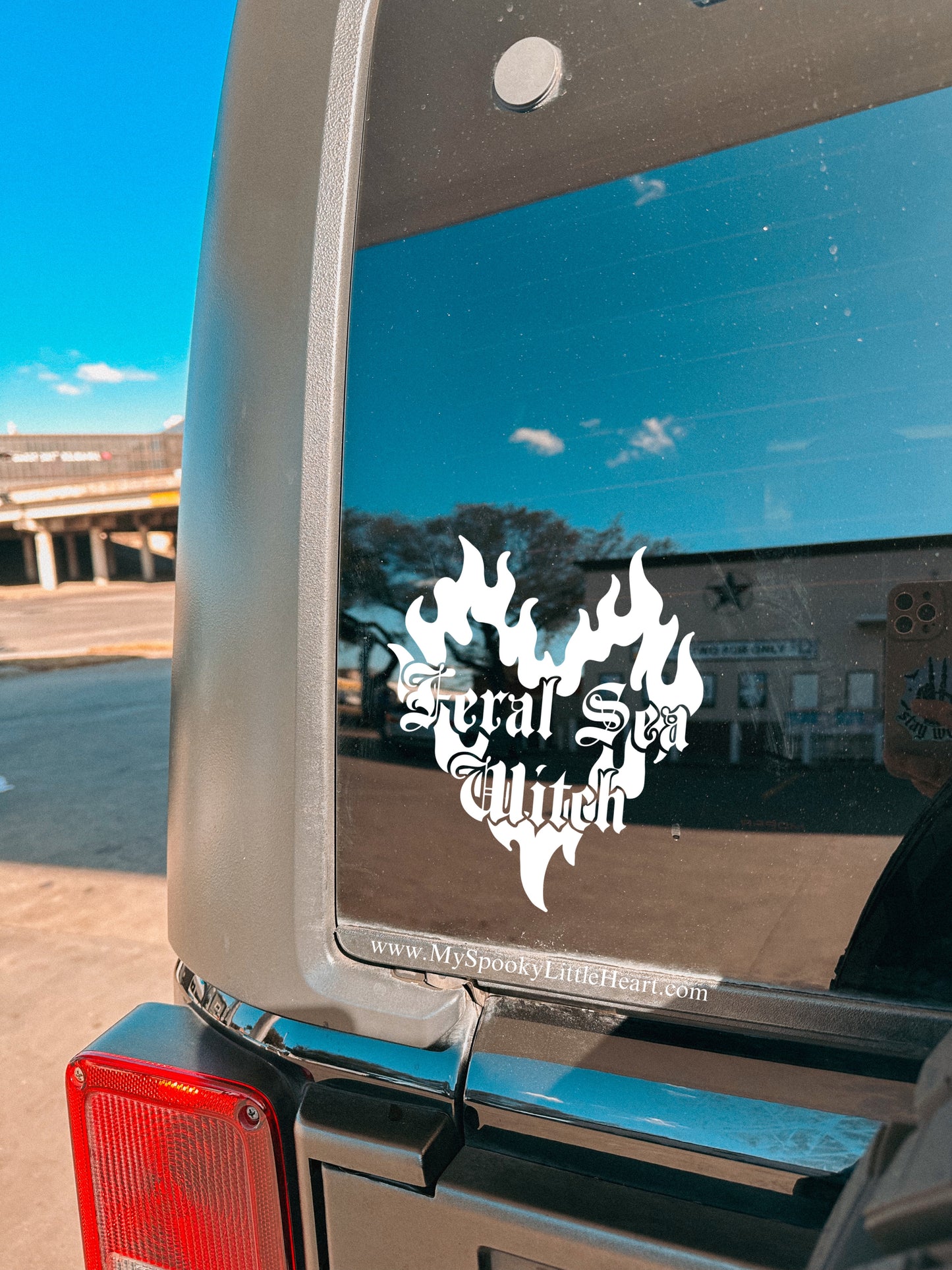 Feral Sea Witch Flame Heart Vinyl Decal