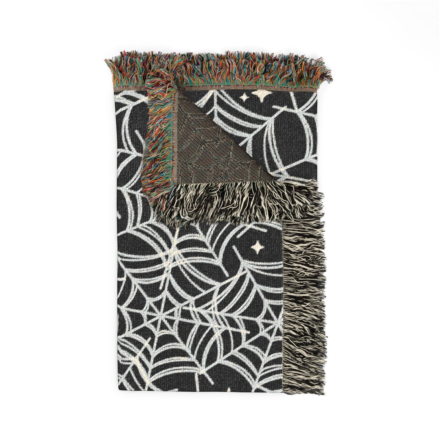 Spiderweb Pattern Woven Blanket — Gothic Halloween Throw