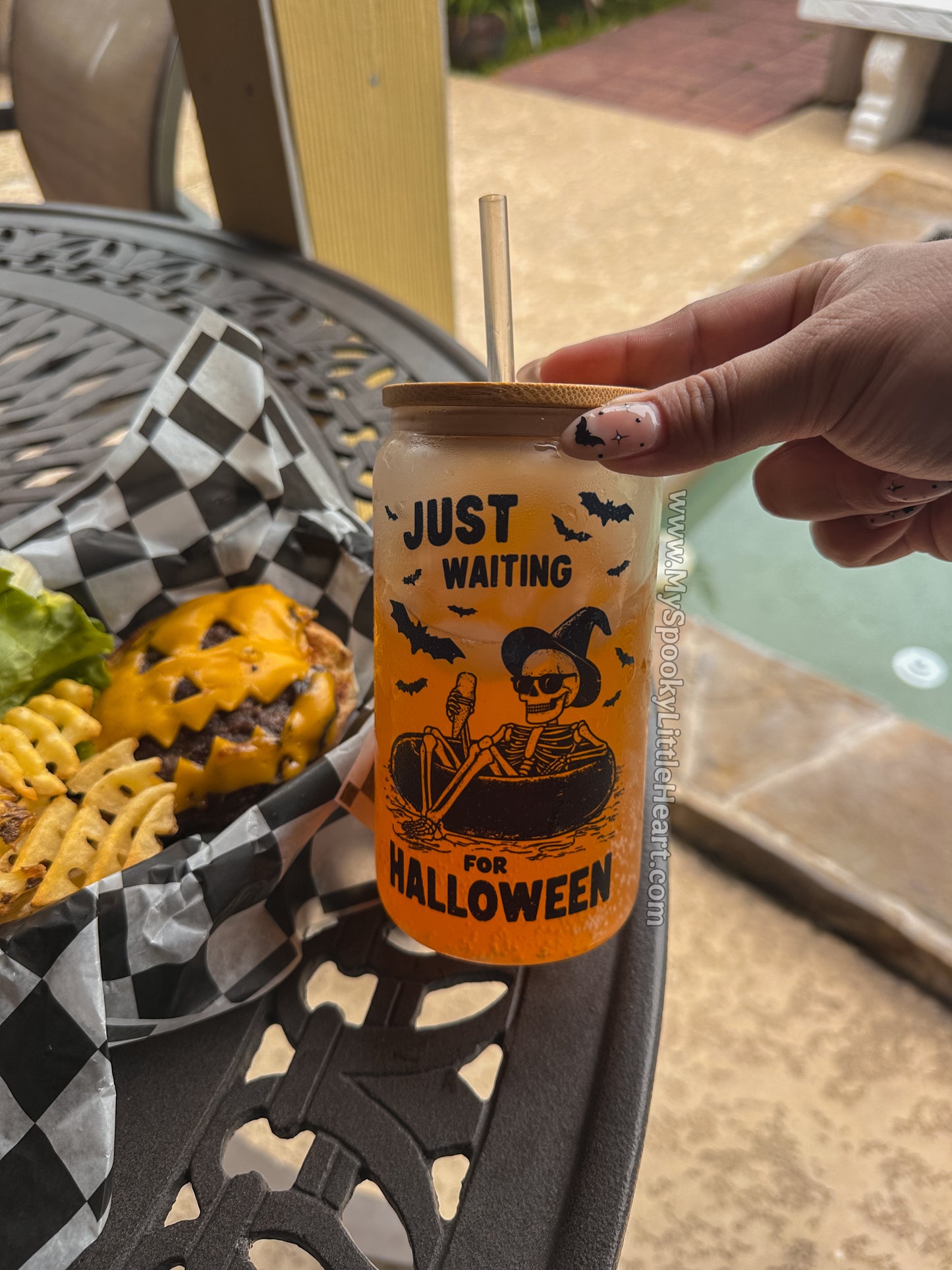 Just waiting for Halloween 16oz Glass Cup