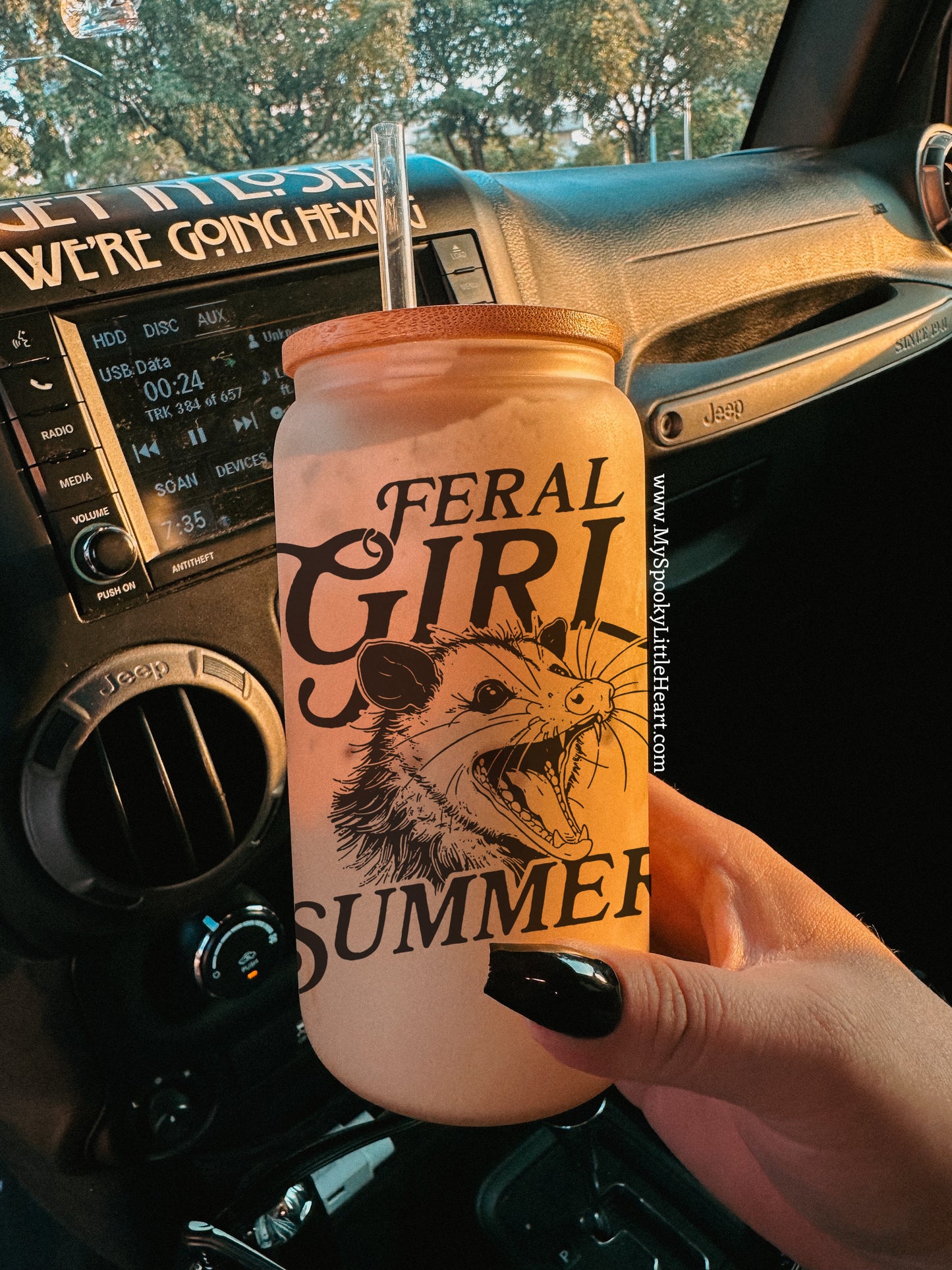 Feral Girl Summer 16oz Frosted Glass Cup