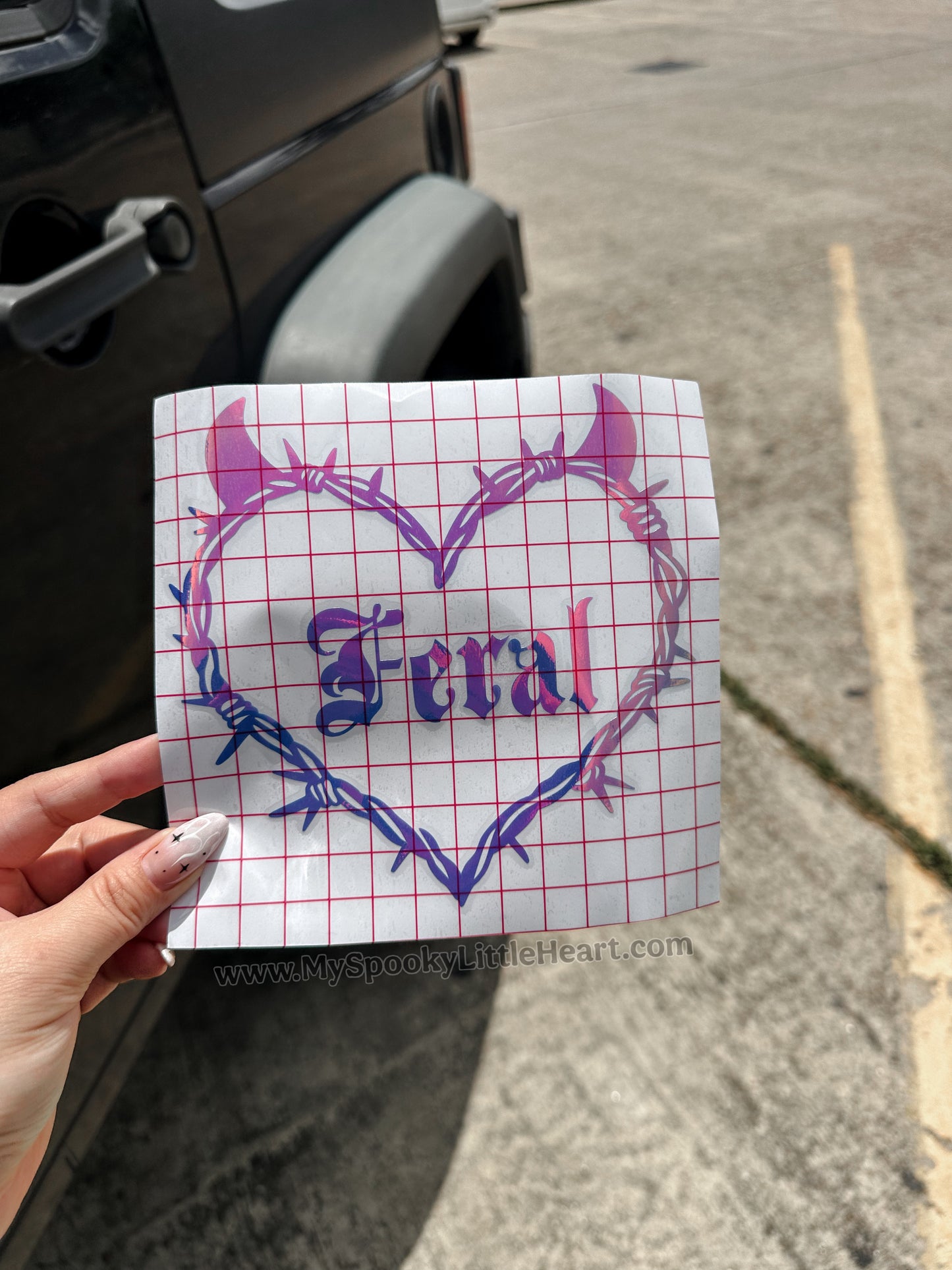 Feral Barbed Wire Heart Vinyl Decal