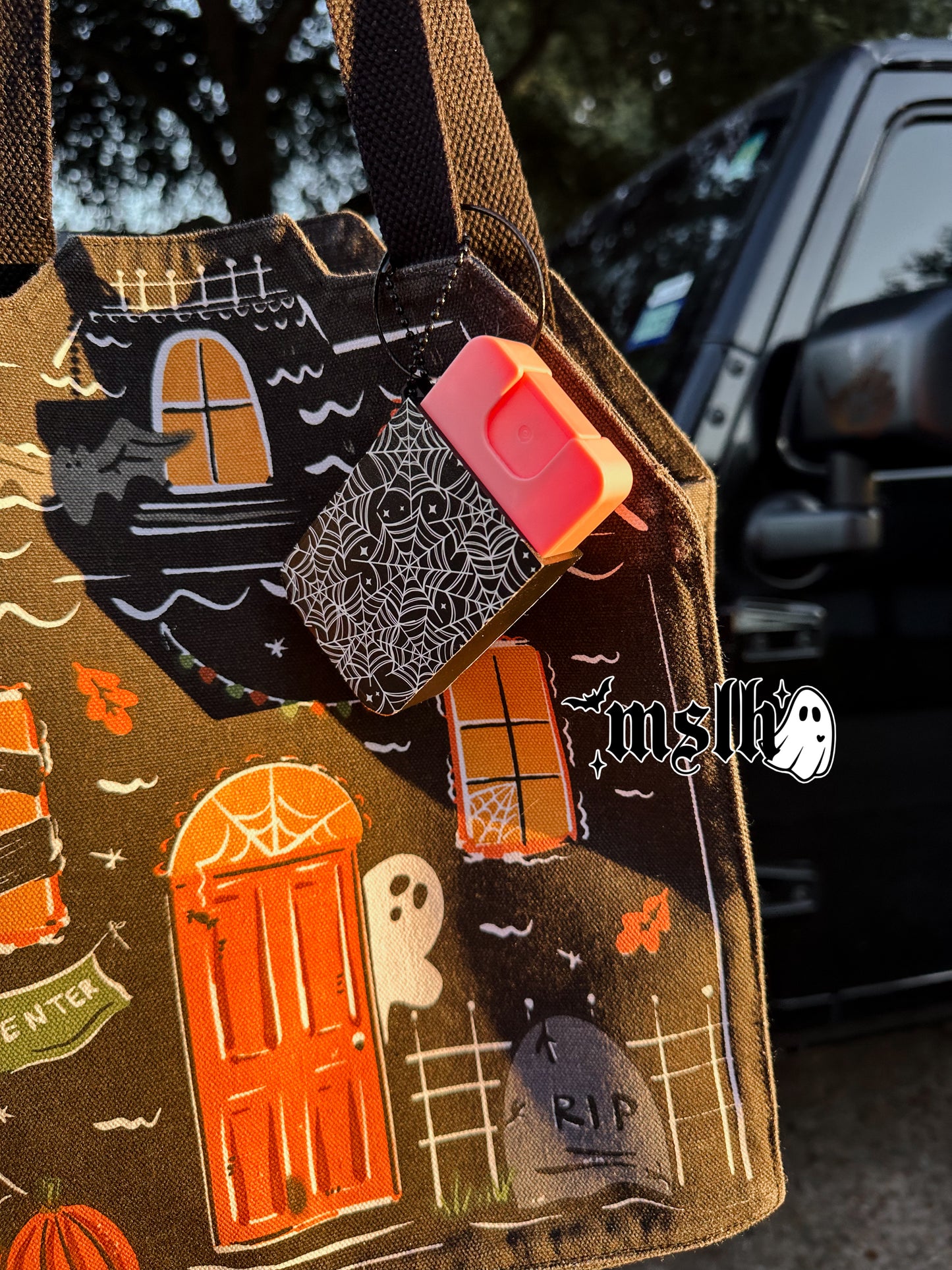 Spiderweb Sanitizer holder Key Chain / Bag Charm -3D PRINTED