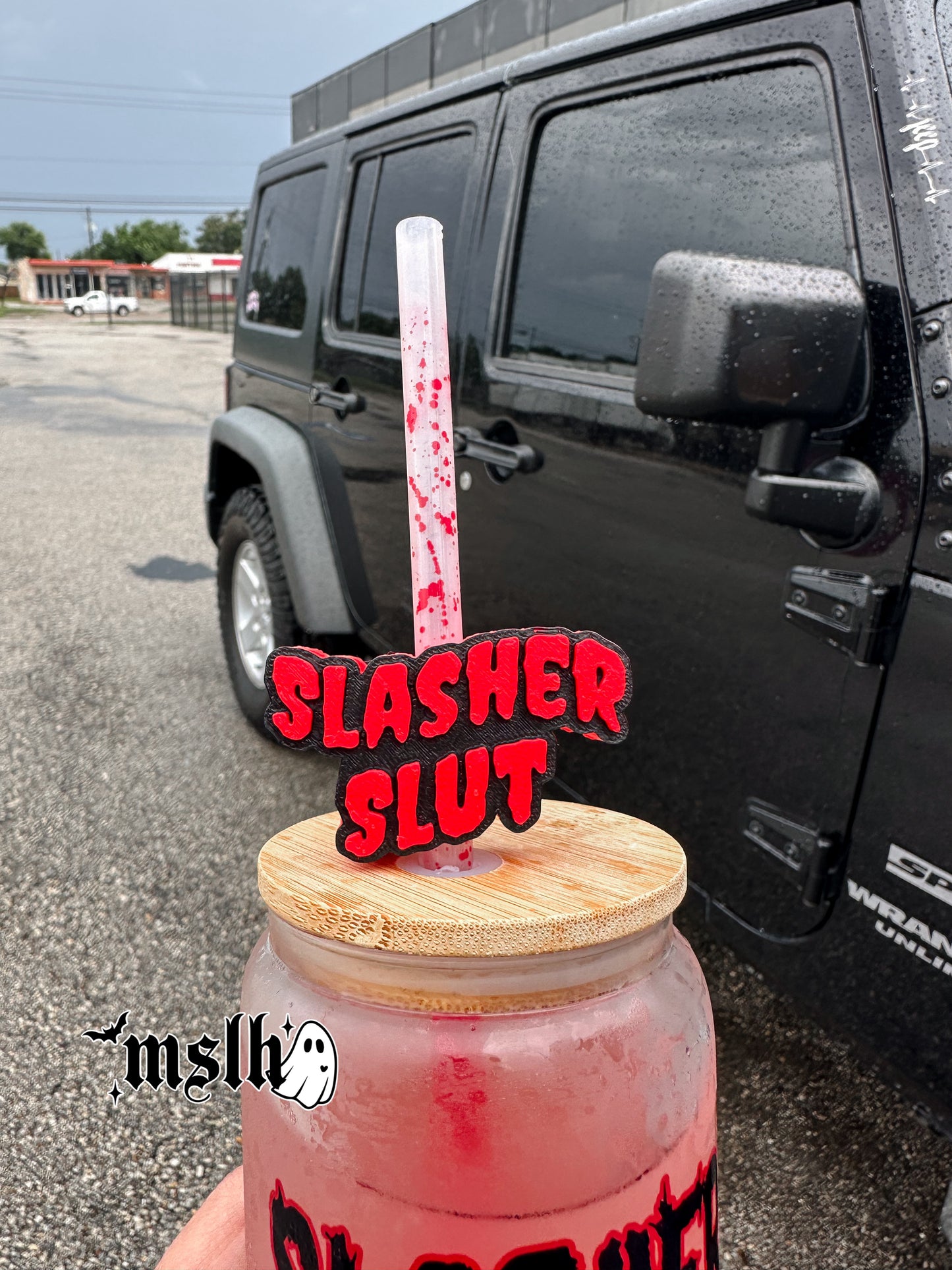 Slasher Slut MSLH Exclusive 8mm and 10mm Straw Topper for Tumblers -3D PRINTED