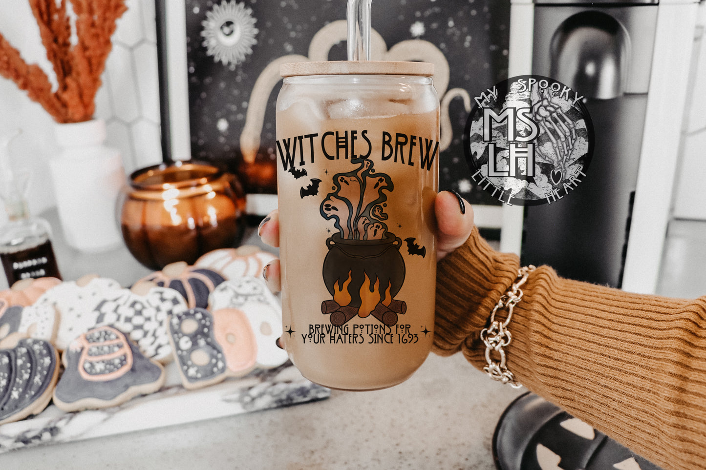 Witches Brew 16oz Frosted Glass Cup