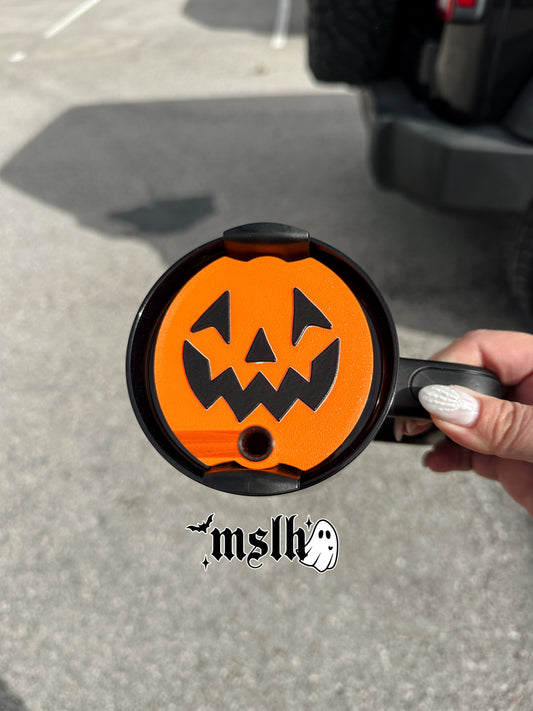Jack-o-Lantern Round Orange Halloween Theme Stanley Lid Topper Plate for 40oz Tumblers 3D PRINTED & UV Printed
