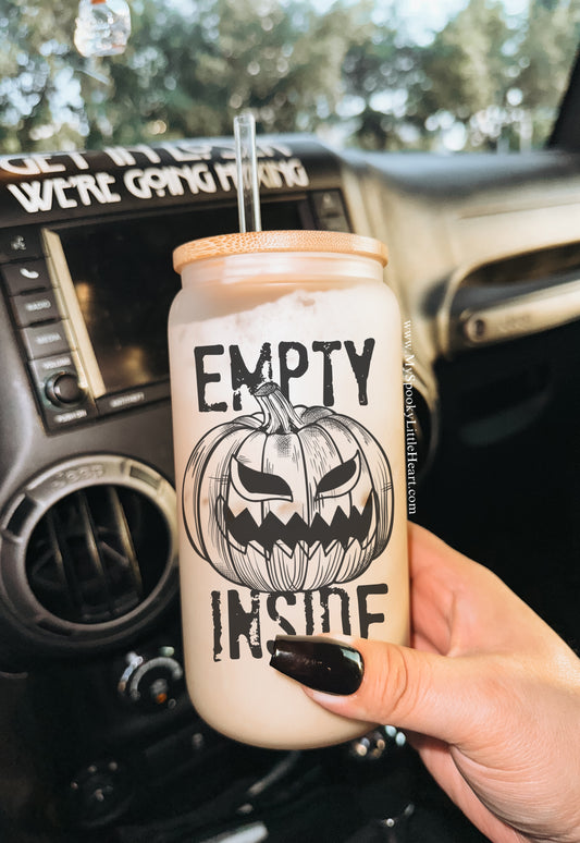 Empty Inside Jack o Lantern 16oz Frosted Glass Cup