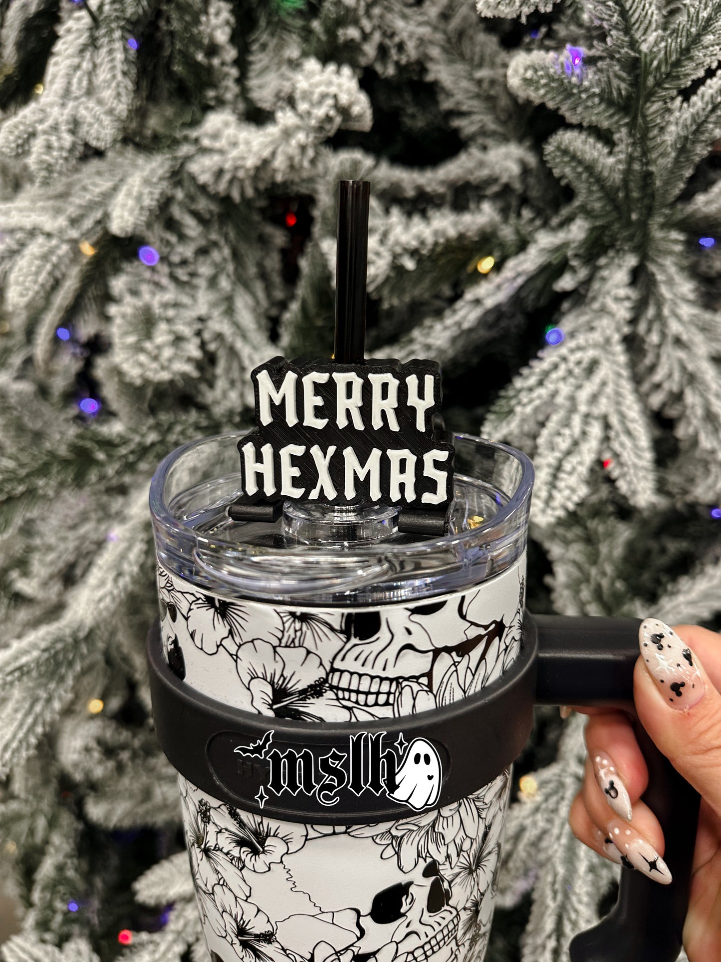 Merry Hexmas MSLH Exclusive 8mm and 10mm Straw Topper for Tumblers -3D PRINTED