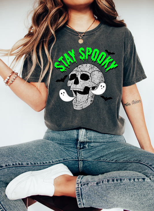 Stay Spooky Skull with Ghosts PNG File