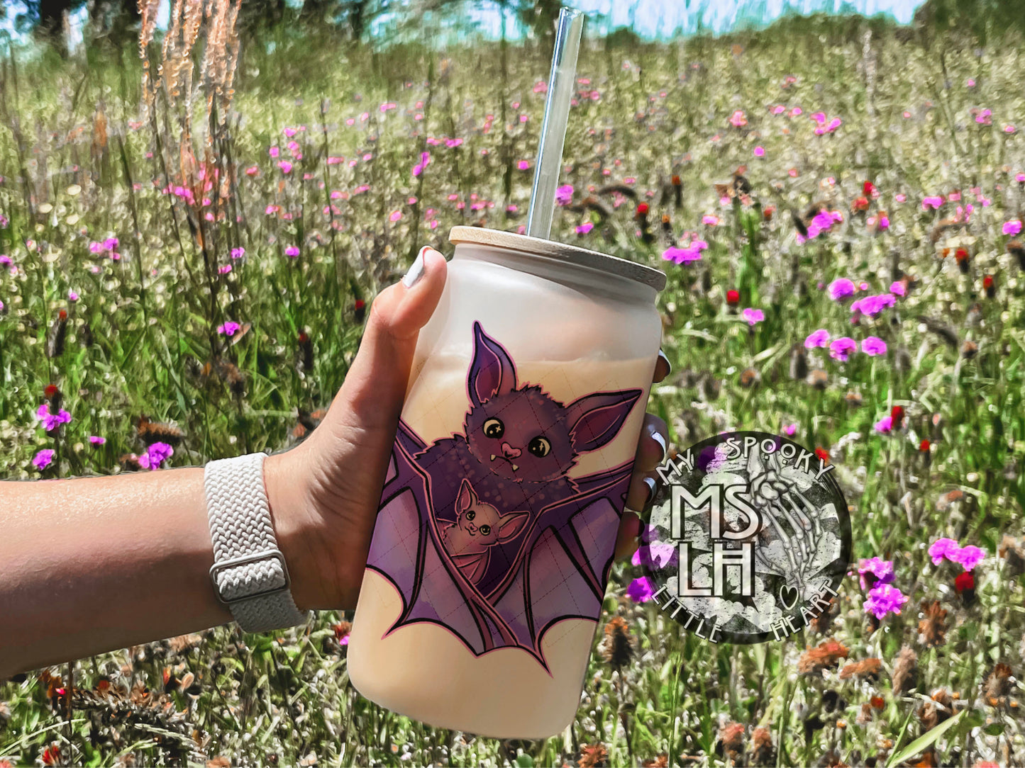 Mama Bat 16oz Frosted Glass Cup