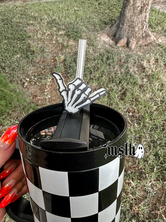 Skeleton Shaka 10mm Straw Topper for Tumblers -3D PRINTED