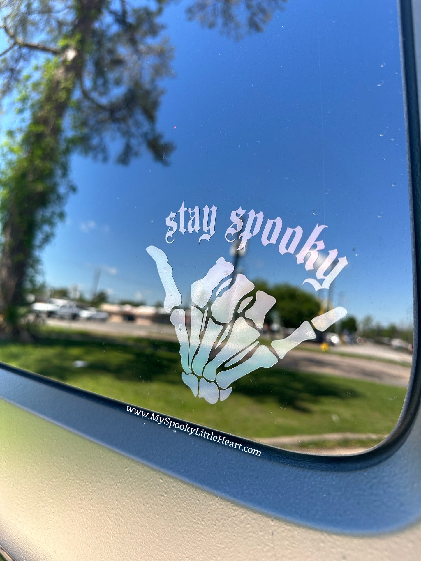 Stay Spooky Skeleton hand Shaka Vinyl Decal