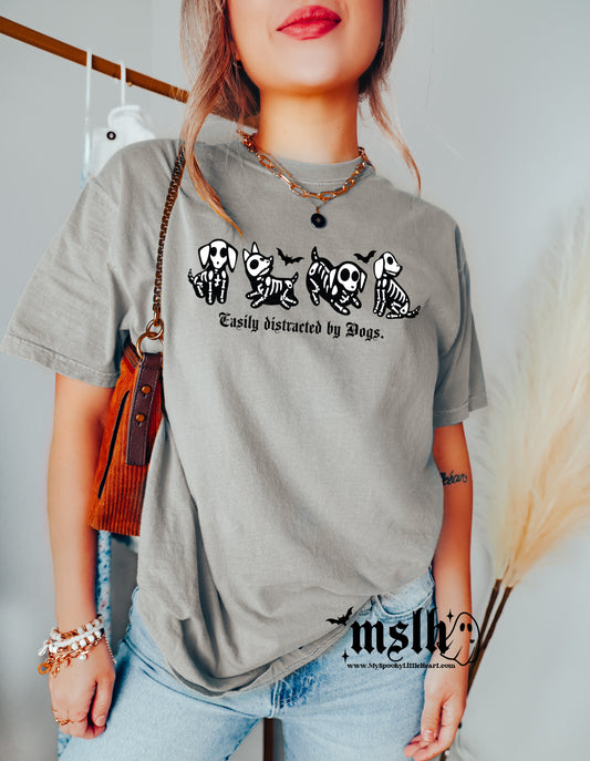 Easily Distracted by Dogs Grey T-Shirt