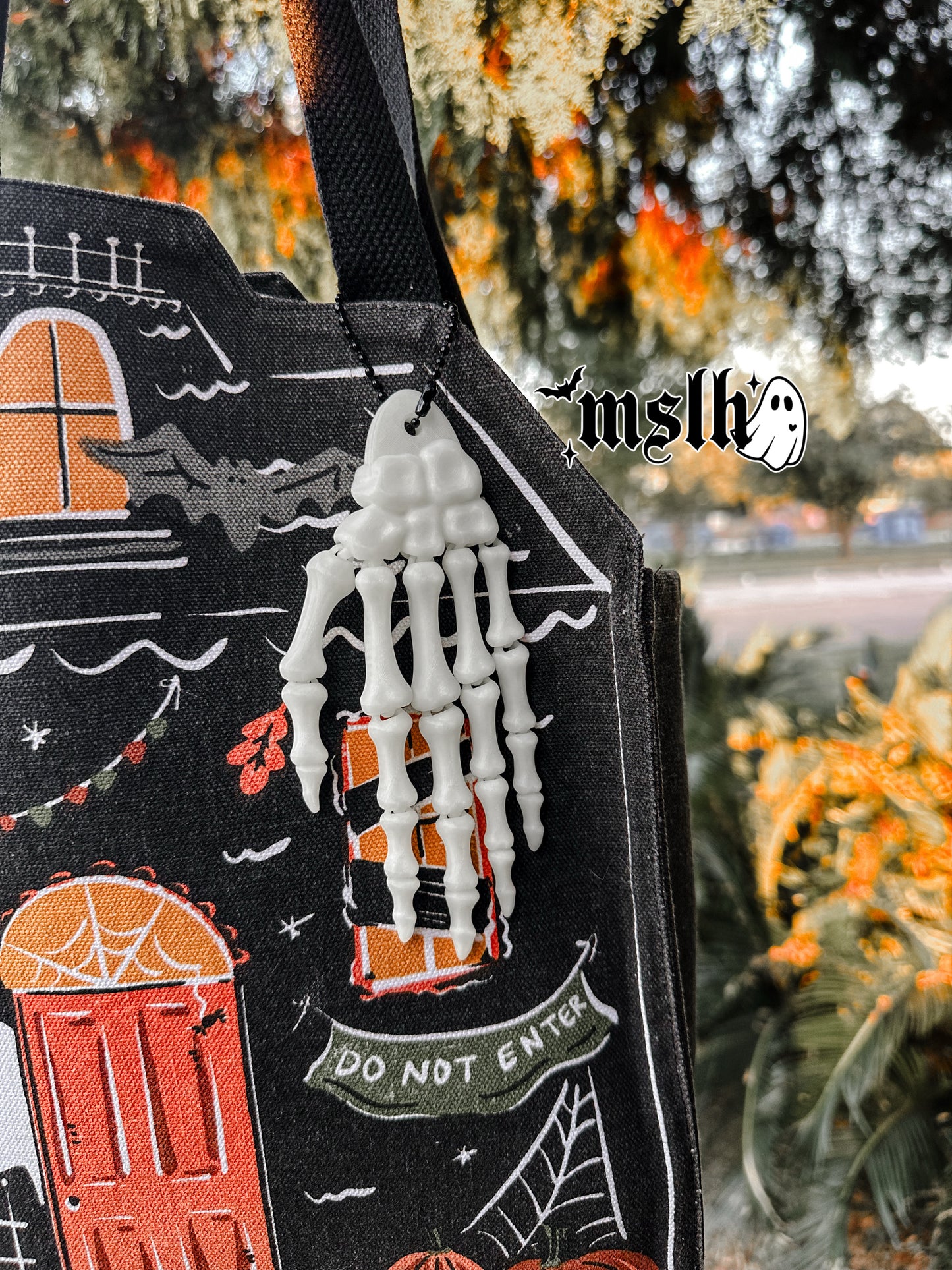 Flexi Skeleton hand | Articulate Skeleton Hand GLOW IN THE DARK Key Chain / Bag Charm -3D PRINTED