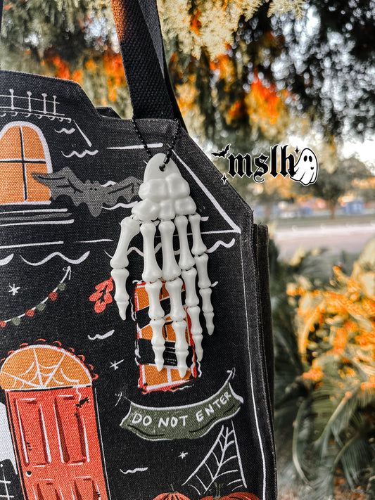 Flexi Skeleton hand | Articulate Skeleton Hand GLOW IN THE DARK Key Chain / Bag Charm -3D PRINTED