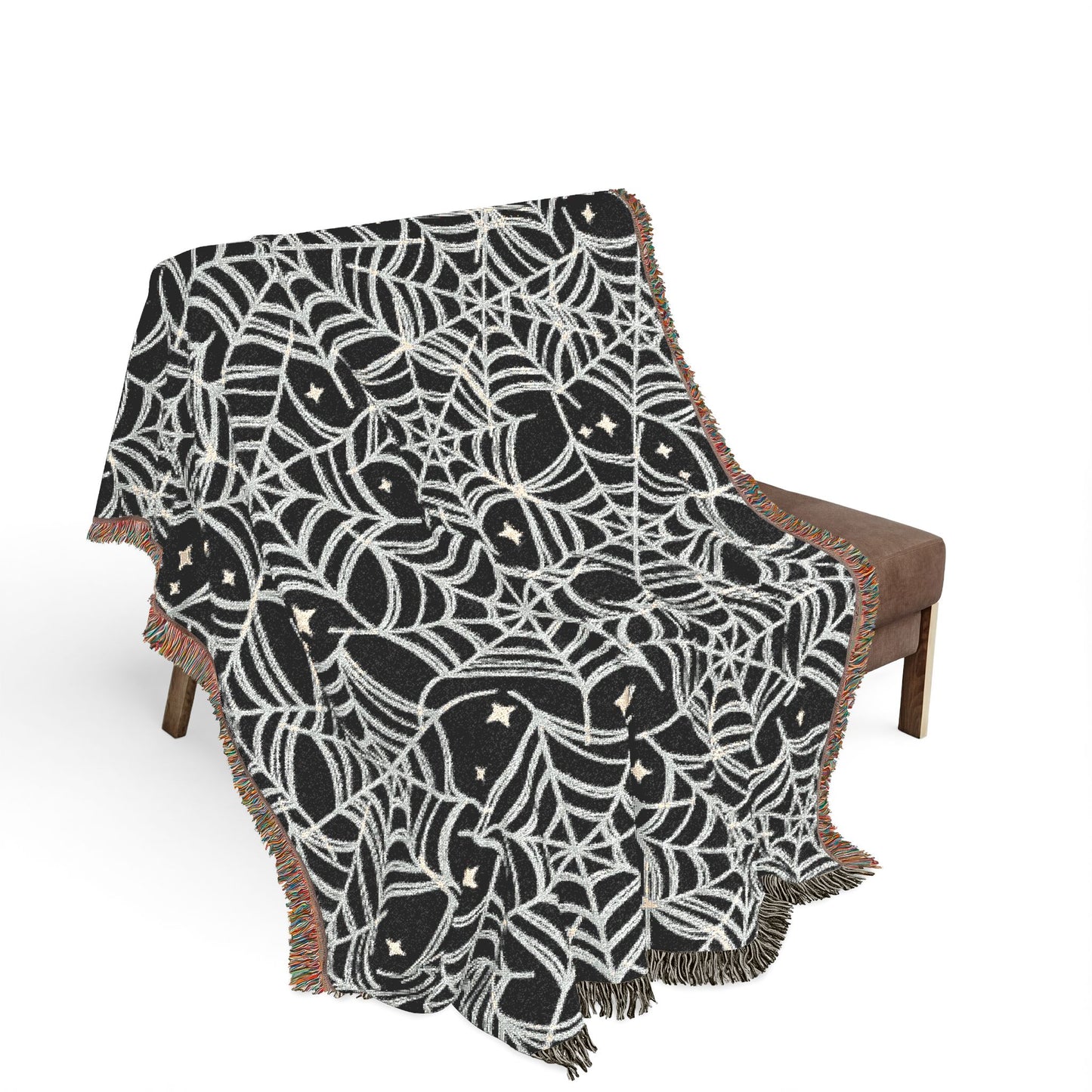 Spiderweb Pattern Woven Blanket — Gothic Halloween Throw