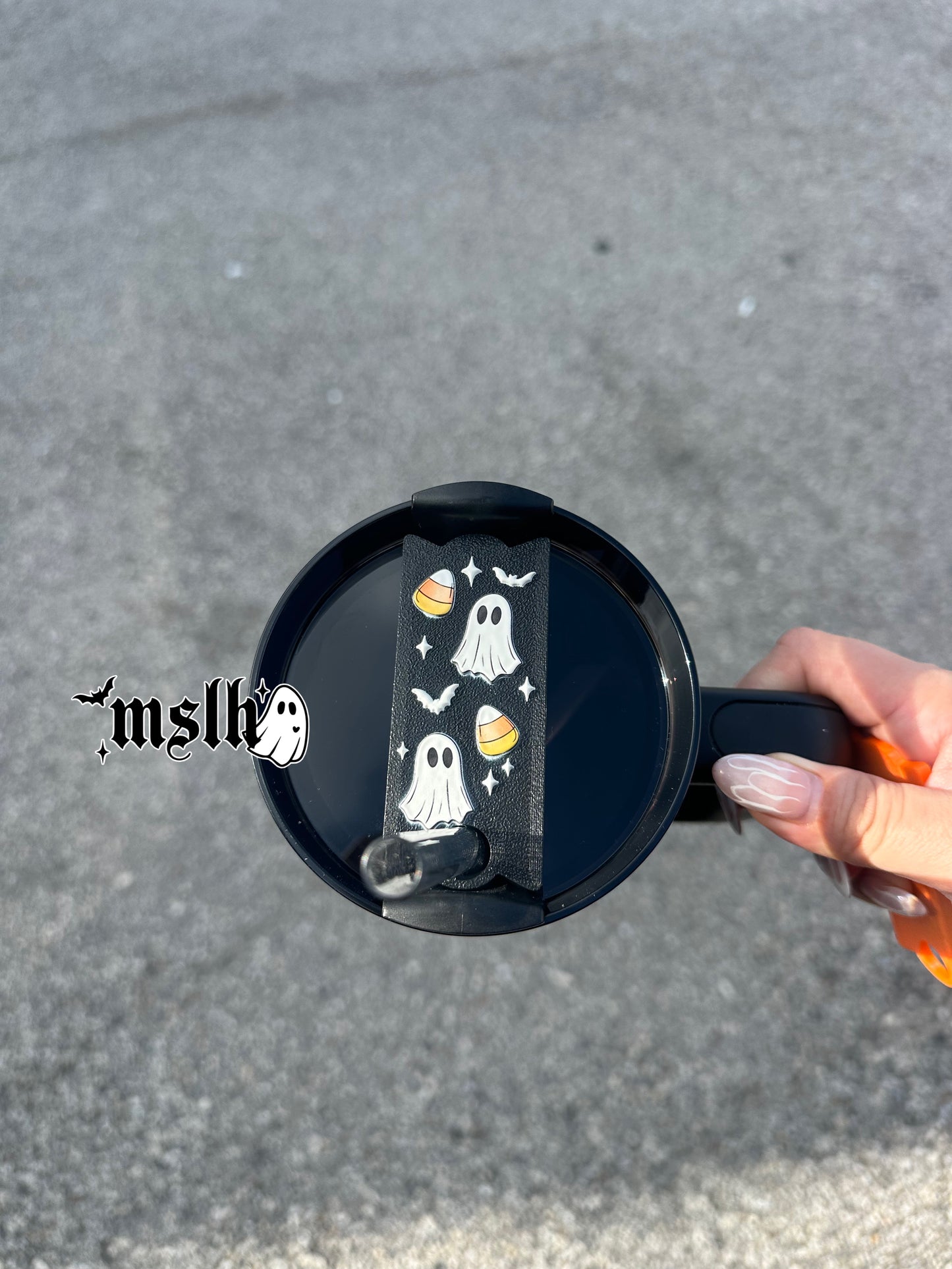 Ghosts and Candy Corn Halloween Theme Stanley Lid Topper Plate for 40oz Tumblers 3D PRINTED & UV Printed