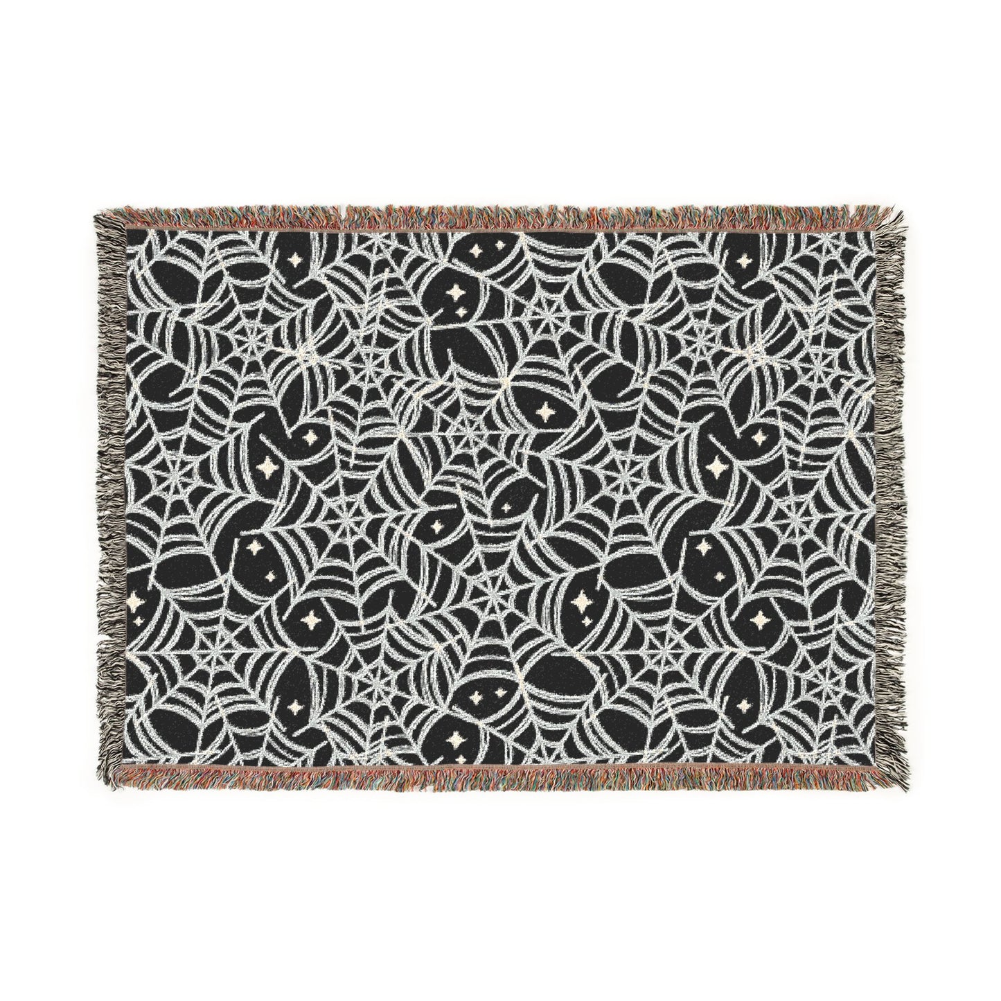Spiderweb Pattern Woven Blanket — Gothic Halloween Throw