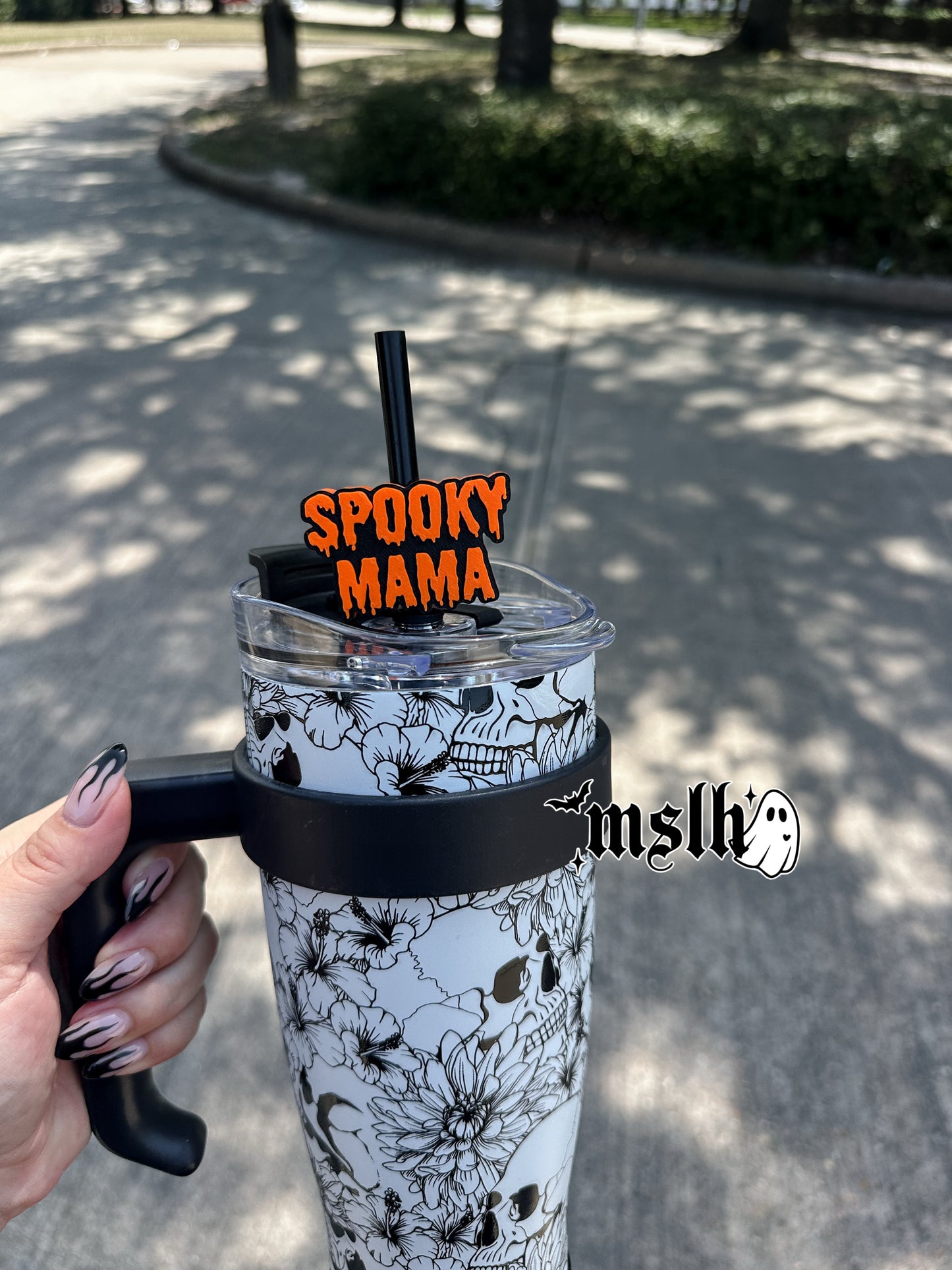 Spooky Mama in 3 color options MSLH Exclusive 8mm and 10mm Straw Topper for Tumblers -3D PRINTED