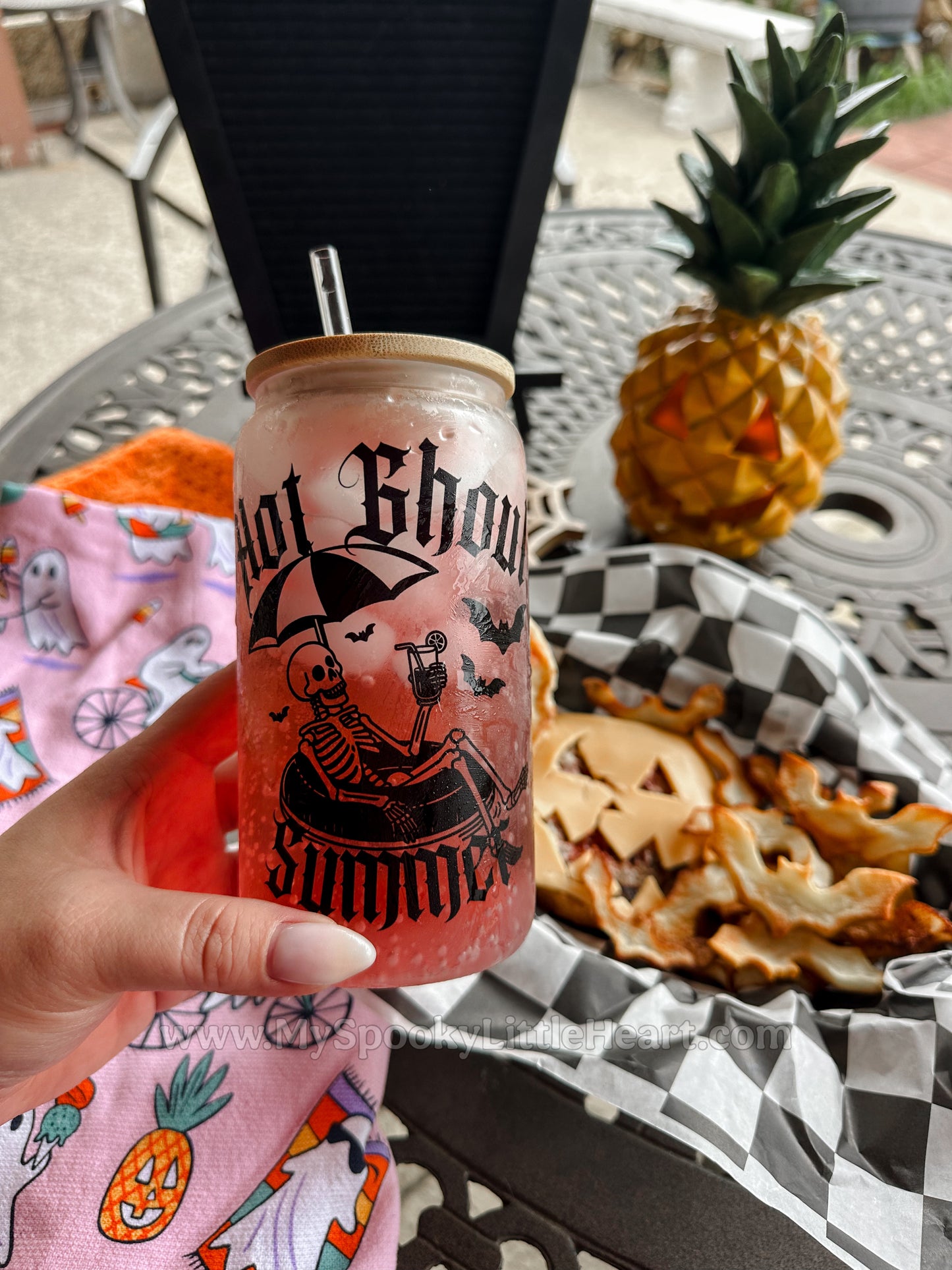 Hot Ghoul Summer Frosted 16oz Glass Cup