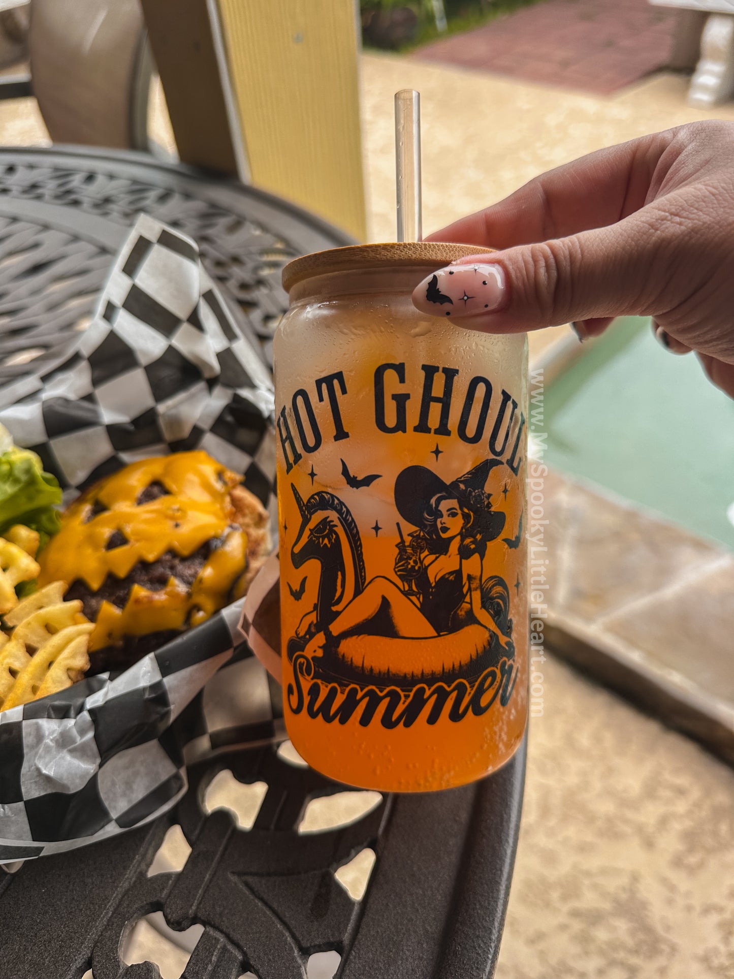 Hot Ghoul Summer Vintage Retro 16oz Frosted Glass Cup