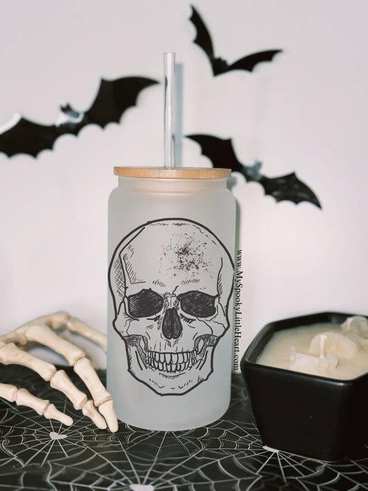 Skull 16oz Frosted Glass Cup