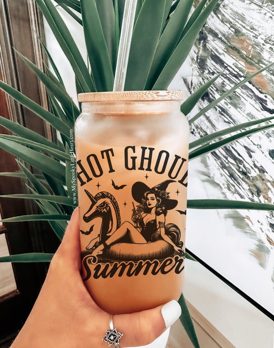 Hot Ghoul Summer Vintage Retro 16oz Frosted Glass Cup