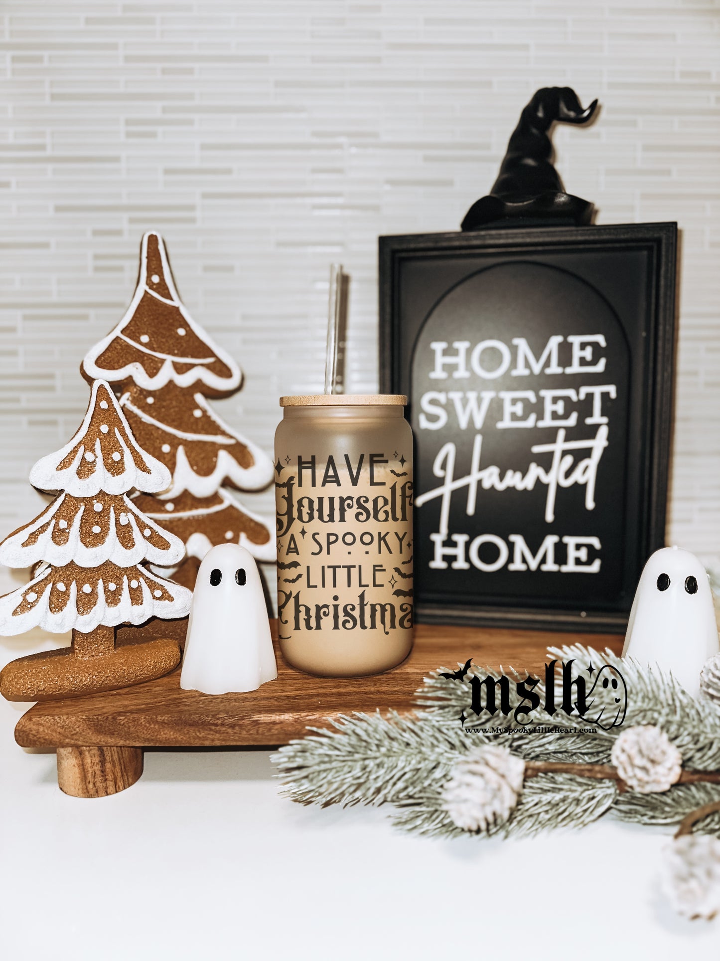 Have yourself a Spooky Little Christmas 16oz Frosted Glass Cup