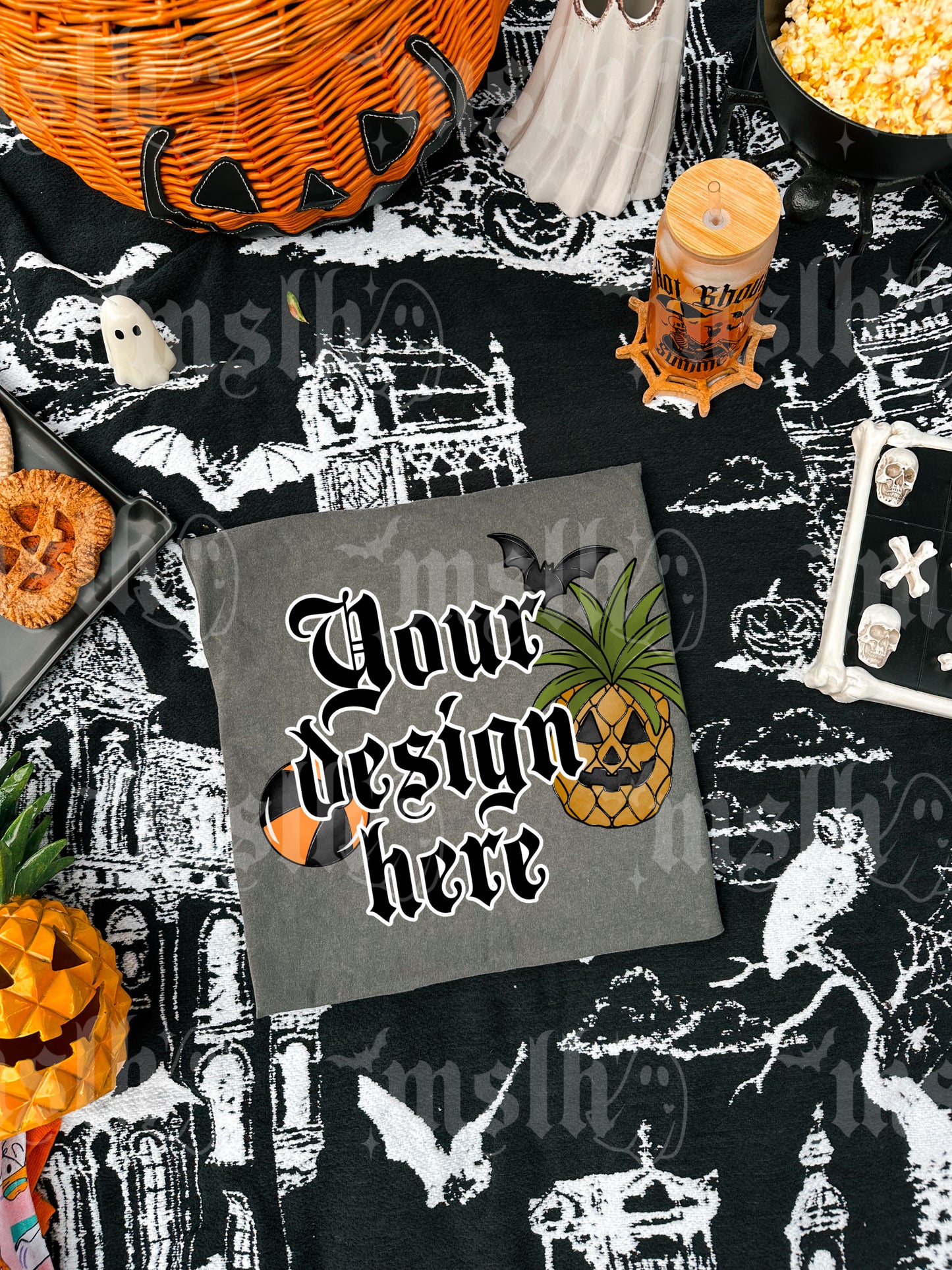 SummerWeen - Spooky Picnic Comfort Colors 1717 Pepper Shirt Mockup