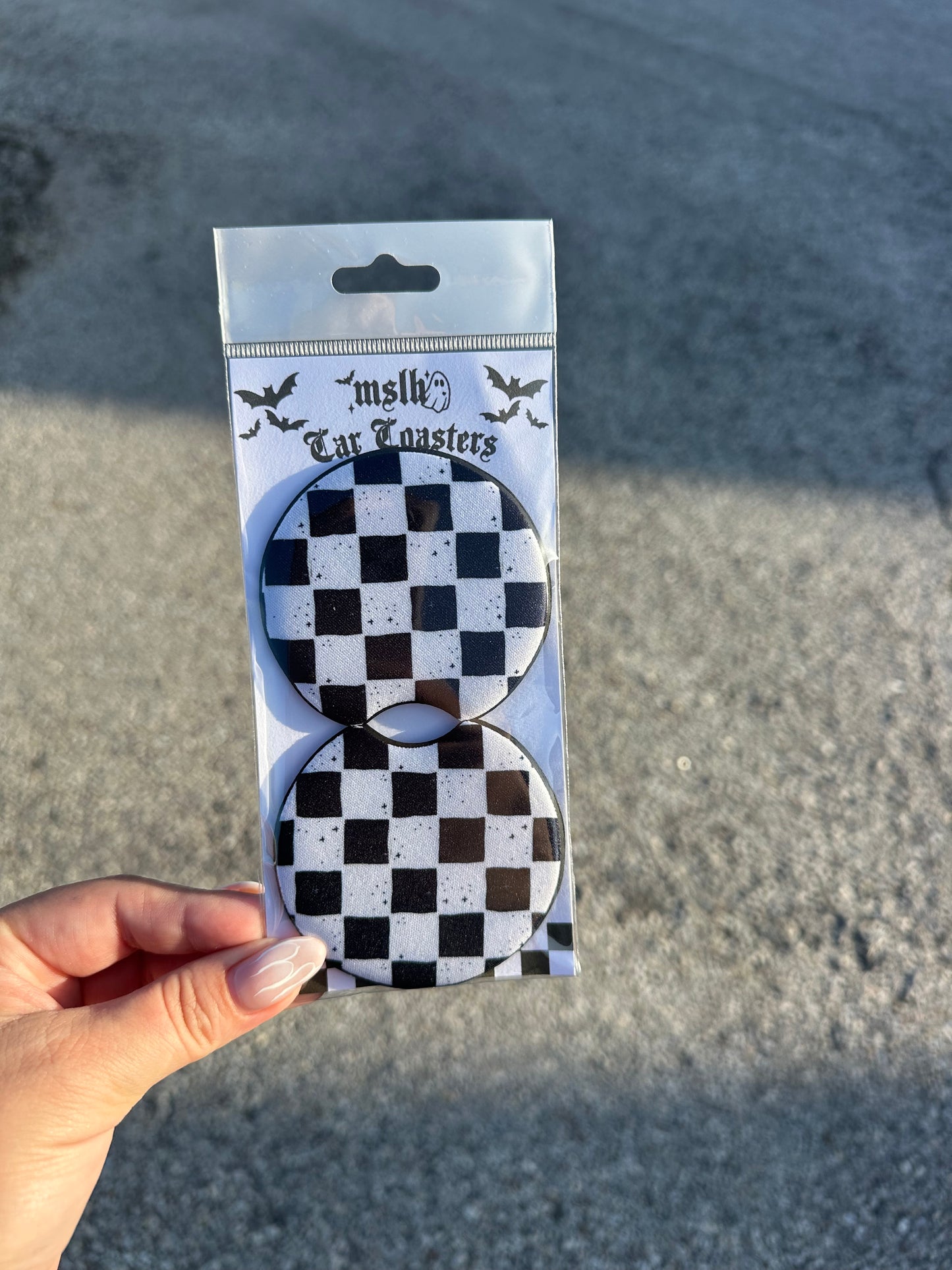 Checkered or Slasher Car Coasters