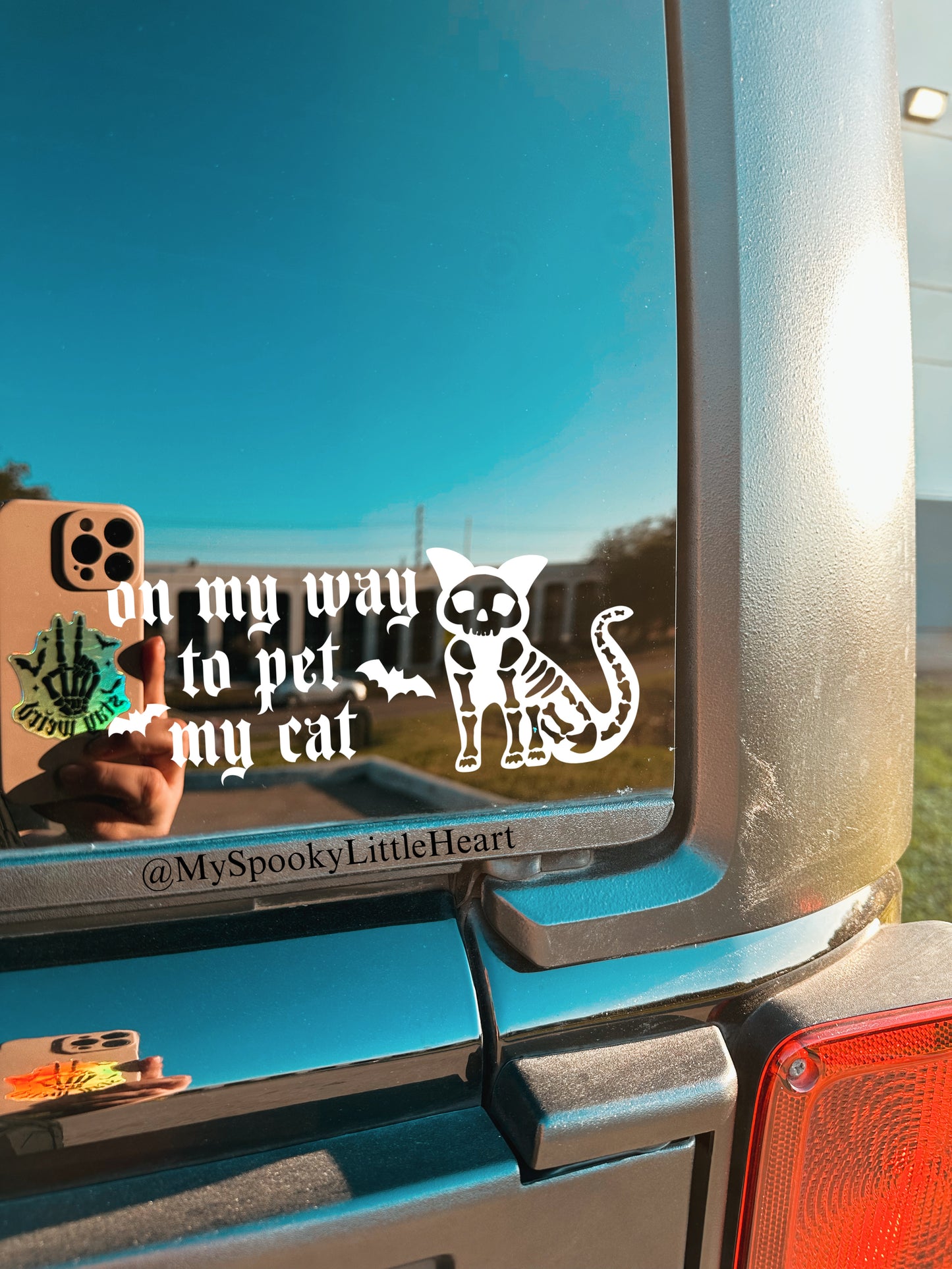 On my way to pet my cat bats with skeleton cat Vinyl Decal