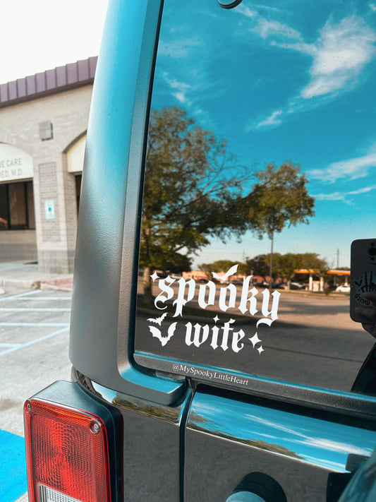 Spooky Wife with Bats Vinyl Decal