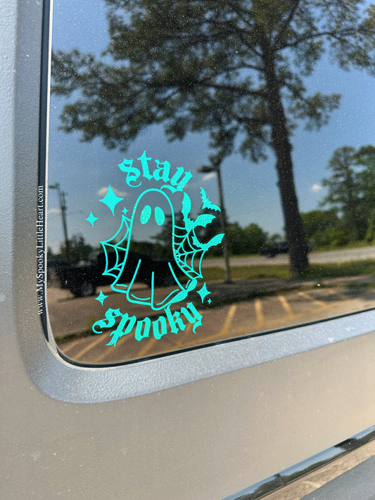 Stay Spooky Ghost with Bats and Stars Vinyl Decal