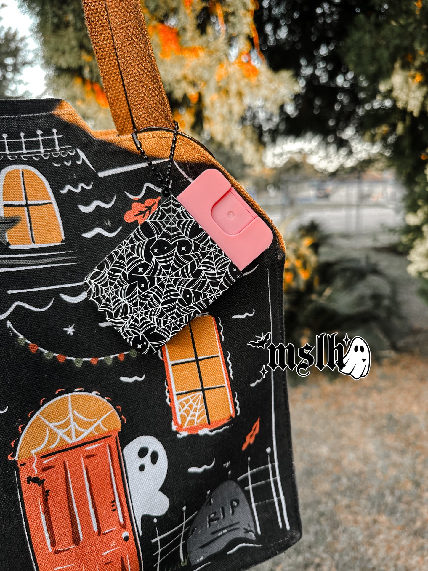 Spiderweb Sanitizer holder Key Chain / Bag Charm -3D PRINTED