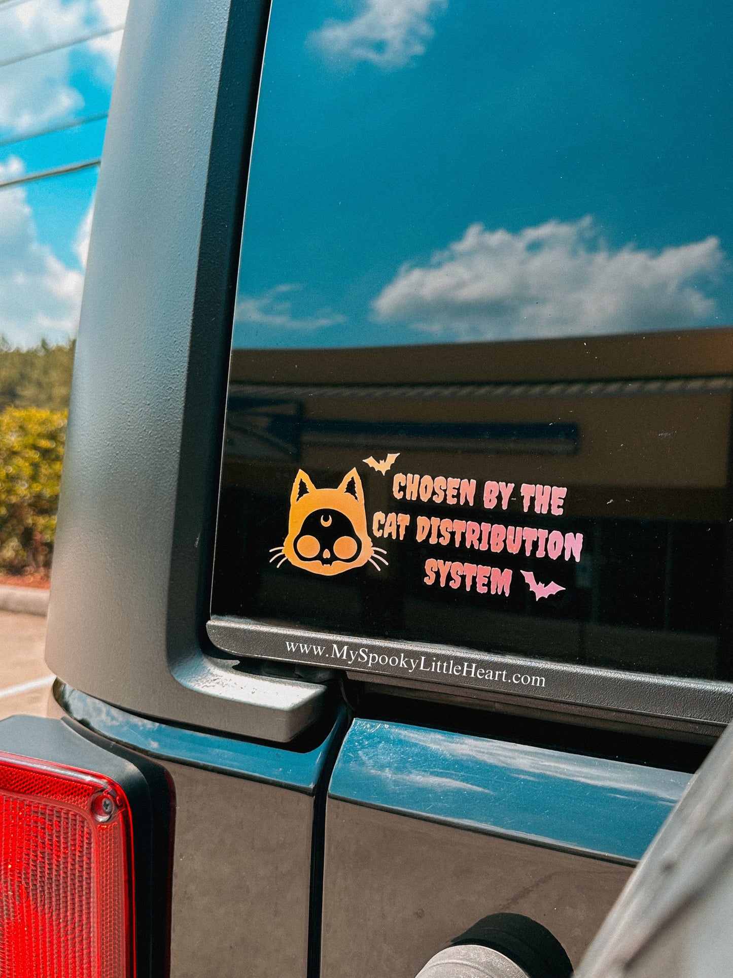 Chosen by the Cat Distribution System Skull Cat with bats Vinyl Decal