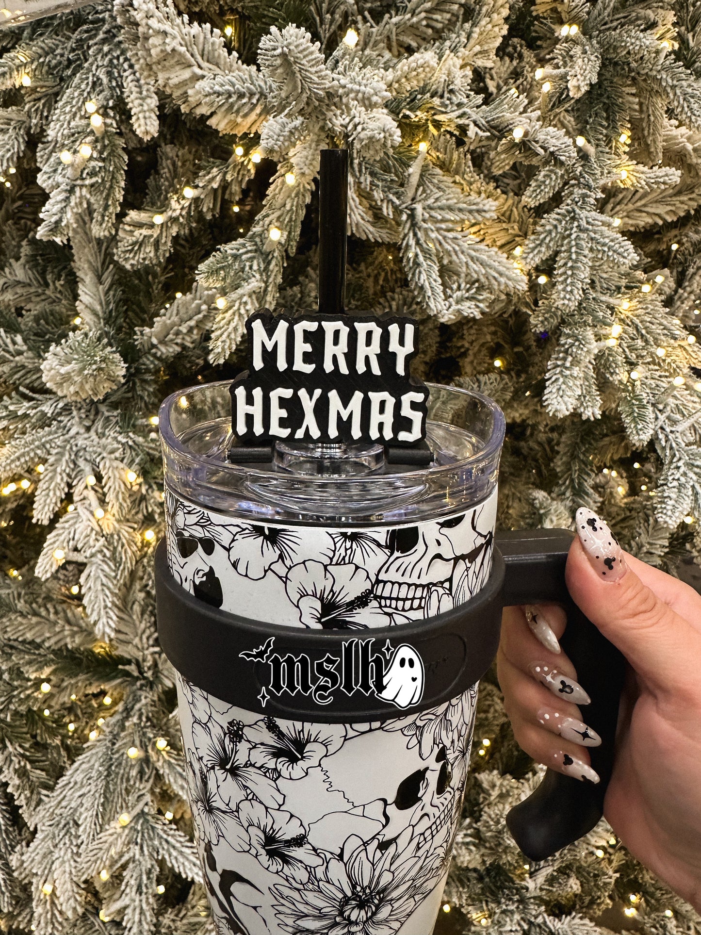 Merry Hexmas MSLH Exclusive 8mm and 10mm Straw Topper for Tumblers -3D PRINTED