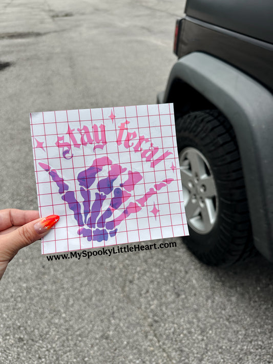Stay feral skeleton Shaka hand Vinyl Decal